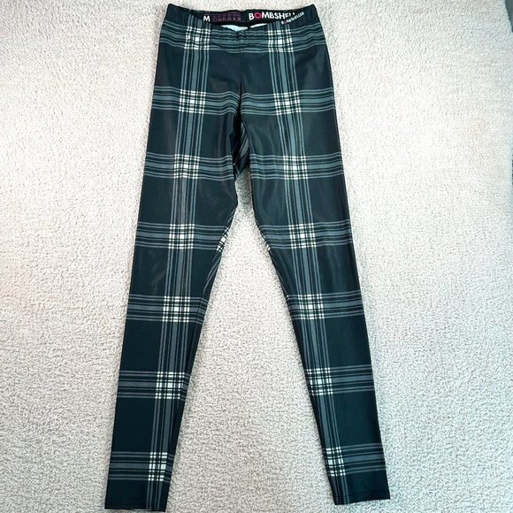 Bombshell Sportswear Black and White Plaid Leggings - Picture 1 of 9